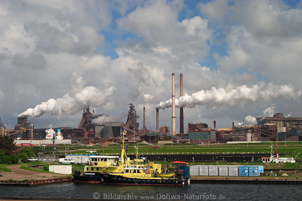 Industrie-Landschaft Ijmuiden Hafen Fabrik rauchende Kamine Port-Anlagen