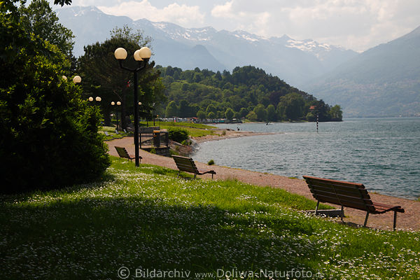 Colico Promenade Como-See Wasser Uferweg Bnke Landschaft Lario-See