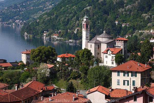 Cannero Riviera Lago Maggiore City Landschaft Kirche Huser Bergkste Blick