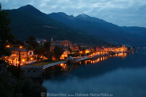 Cannobio Nachtpanorama Maggiore-See Wasser Küste Berge Landschaft Naturidylle