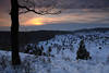 Baum Talblick Winterbild Schnee Landschaft Abendstimmung Naturfoto nach Sonnenuntergang am Himmel
