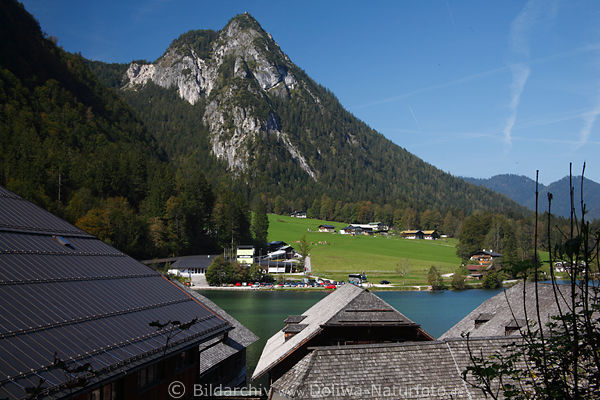 Grnstein Berggipfel ber dland Grnwiese Wasserufer Knigssee-Blick ber Bootshuser