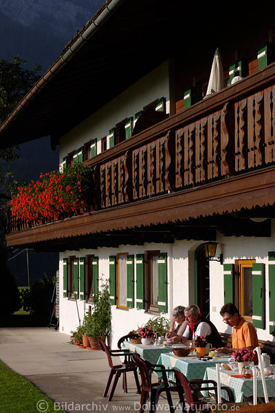 Bauernhof Gste Terrasse Frhstck in Morgensonne