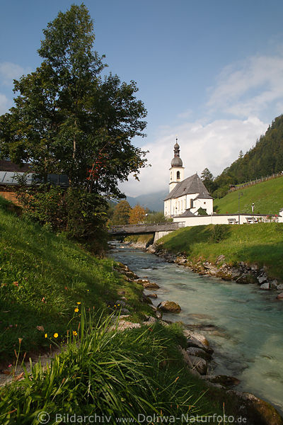 Ramsauer Ache Kirche St. Sebastian am Fluss Wasser-Brcke