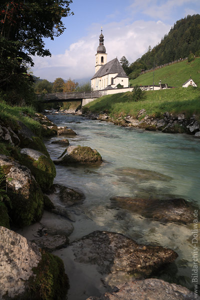 Ramsau Malerwinkel Ache Wasserbild Kirche Flussbrcke