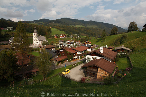 RamsauerTal Dorfblick auf Wohnhuser Grnwiesen