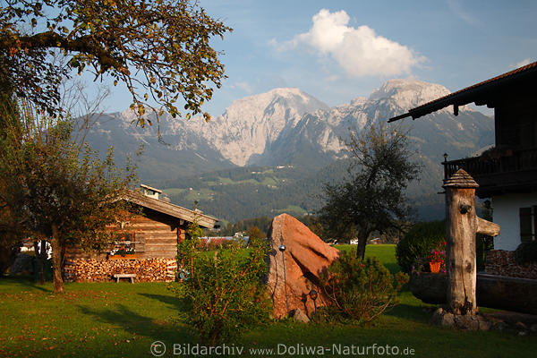 Oberschönauer romantische Gartenidylle Foto Dorf Ferienhaus mit Bergblick