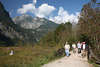 Wandertrupp in Alpenlandschaft Bergkulisse Nationalpark Berchtesgaden Natur