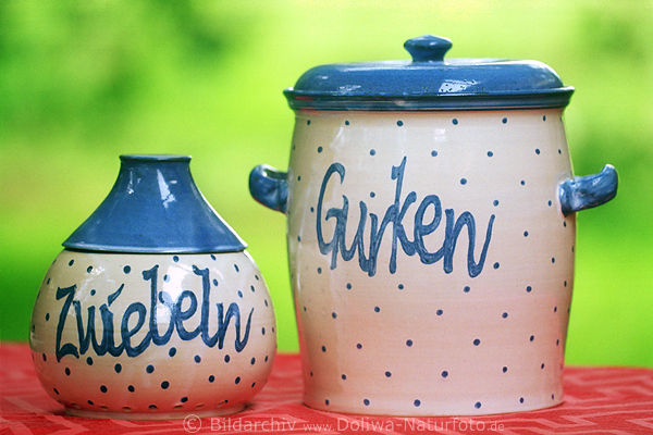 Topfset aus Ton Tpfe fr Gurken und Zwiebeln