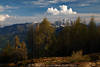 Krnten Alpenpanorama Naturbild Berglandschaft Gipfel Bume Abendidyllfoto