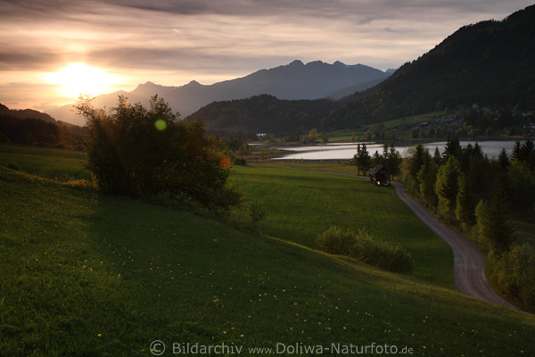Sonnenuntergang am Weissensee Naturfoto Alpenpanorama Romantik Berglandschaft-Bild