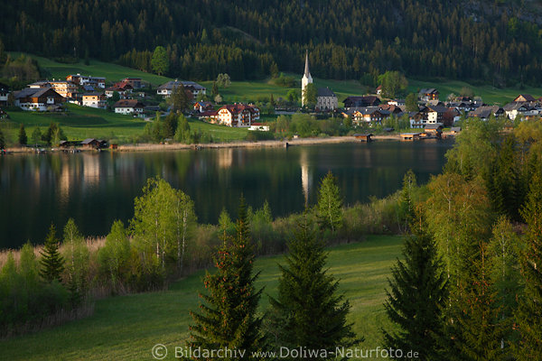 Techendorf Wasserufer Weissensee Naturfoto Abendlicht Seepanorama Naturbild