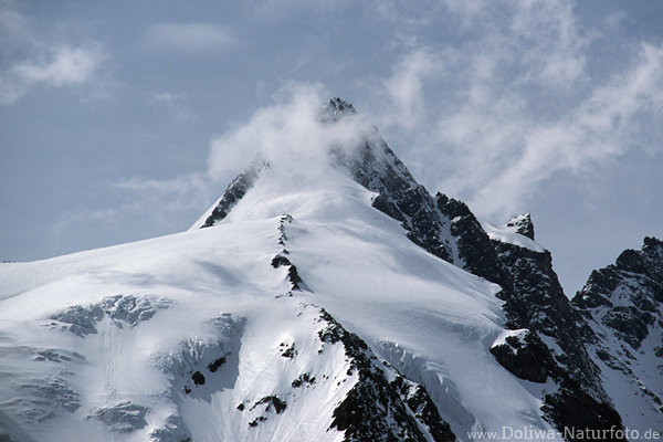 Groglockner Gipfel im Schnee Wolkennebel Bild von Franz Josephs Hhe