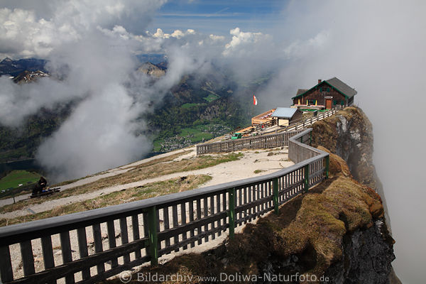 Schutzhaus zur Himmelspforte Foto Stimmung ber Schafberg ziehende Wolken & Sonne
