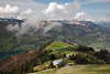 105911_Schafberg-Alpenblick Berge Landschafsfoto Grünalm Hütten in Sonne Wolkenstimmung
