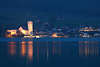 105441_ St. Wolfgang Nachtlichter Bild romantische Panorama am Wasser Kirche Hotels Bauernhöfe Blick