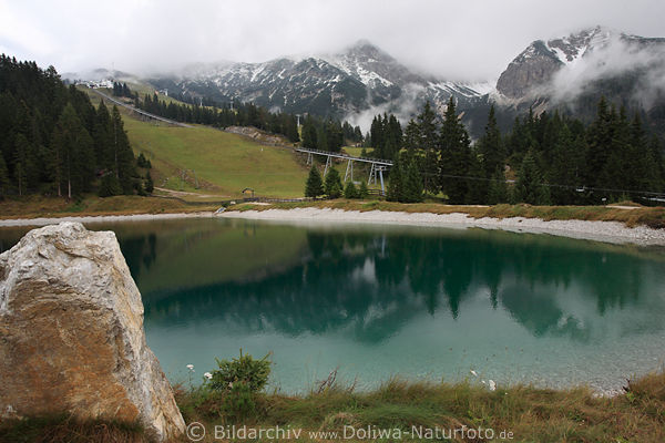 Kaltwassersee Berge Wasserlandschaft Spiegelung Uferstein-Blick zur Rosshtte