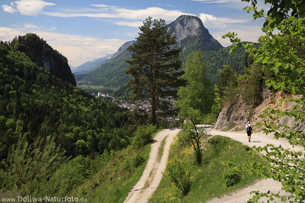 Bergweg Wanderer grne Alpenlandschaft Foto Kufstein Inntal Pendling Gipfel-Sicht