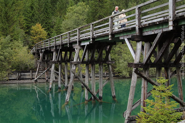 Plansee-Brcke Holzgerst in Grnwasser Heiterwanger See Naturfoto