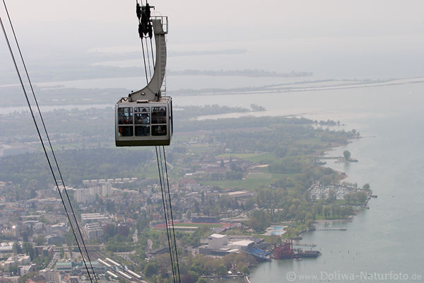 Kabinenlift Bergbahn vor Bregenz Seeufer Talblick von Pfnder-Bergfahrt