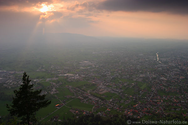 Dornbirn Panorama bei Sonnenuntergang