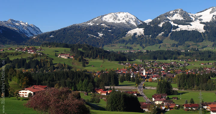 Illertal Gipfel Bergpanorama Luftkurort Fischen Foto in Allguer Alpenlandschaft Schnee Grnwiesen