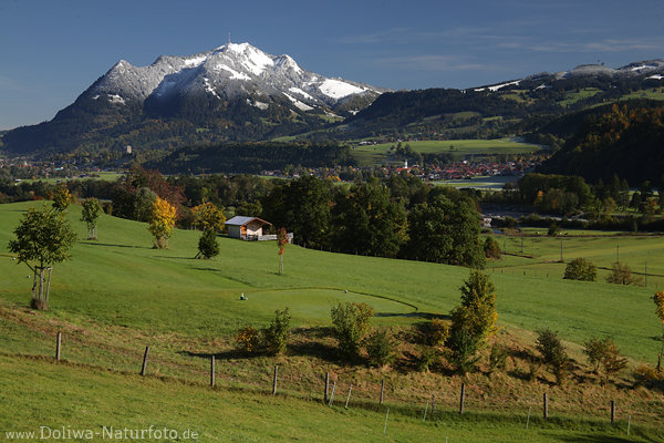 Golfwiesen Illerbergtal Schneegipfel Hochwartspitze Naturfoto Oberallgu bei Fischen