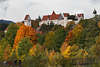 Schloßburg Füssen Herbstfarben über Lechbrücke Hohes Schloss Allgäu