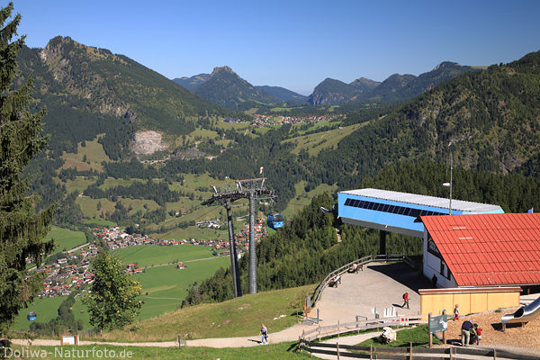 Bergstation Hornbahn-Hindelang Gondel-Aufzug in Allgu Alpen Gipfel-Talpanorama