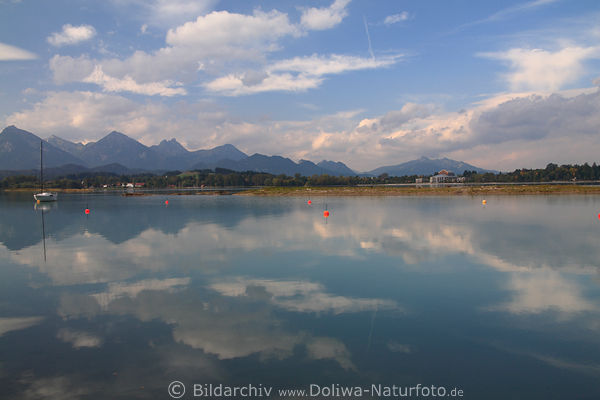 Forggensee Wolkenstimmung-Naturfoto Allgu Alpengipfel Wasserspiegelung