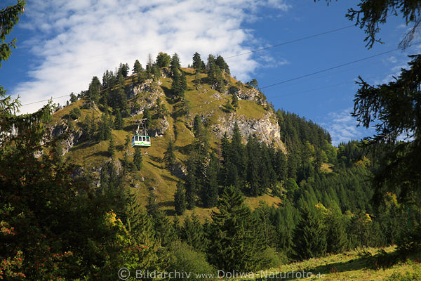Hornburg grner Berg hinter Tegelberg Bahnwagon in Allgu Alpenlandschaft
