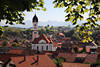 Nesselwang Kirche Gegenlicht Stadtd�cher Gipfelblick Allg�uer Berge