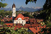 Nesselwang Abendlicht Alpenpanorama Allg�u-Stadt Kirche Naturidylle-Bild