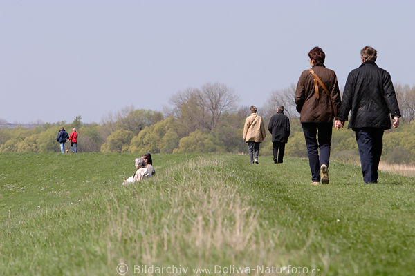 Cranzer Hauptdeich Senioren Paare Hand in Hand Frhling Spaziergang