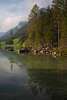 914032_Hinterseeufer Landschaftsfoto Idylle am Wasser Bergsicht Ramsauer Alpen Naturbild Bume Spiegelung