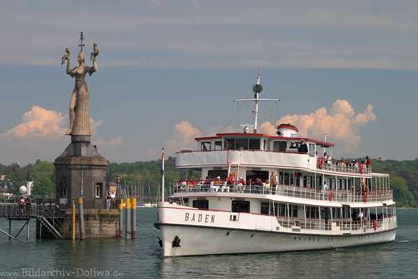 Konstanz Imperia Image Turm am Hafentor Schiff Baden Bord Passagiere Bodensee Wasserreise