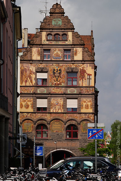 Konstanz Altstadt Fresken Schmuckhaus mit Graf Zeppelin Gaststtte Hotel am Bodensee