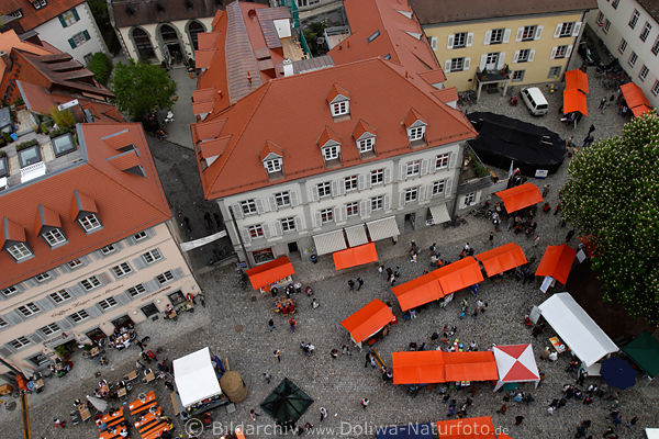Mnsterplatz Blick von oben Marktstnde Besucher Konstanz Dcher Foto vom Aussichtsturm