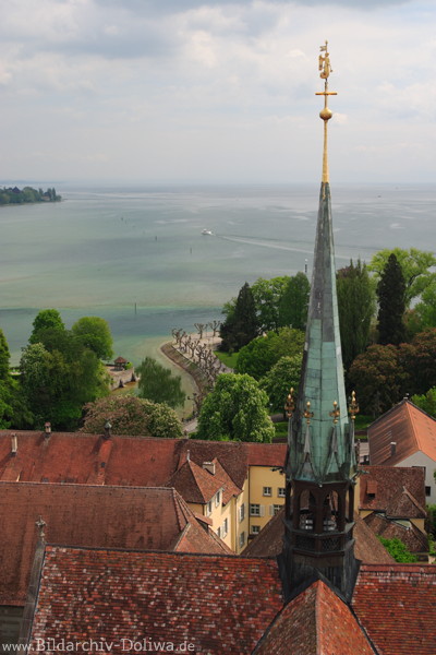 Konstanz Bodenseeblick Wasserweite Mnsterturm Altstadt-Dcher von oben