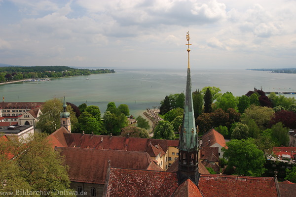 Konstanz Dcher Bodensee-Wasserblick Mnsterturm Seeweite von oben