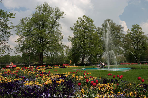 Lindau Stadtgarten Insel Park mit Brunnen Wasserfontne