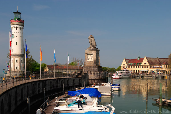 Neuer Leuchtturm & Bayerischer Lwe im Lindauer HafenFoto in Bodensee Morgenstunde