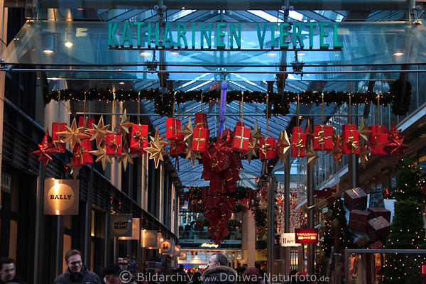 Katharinen Viertel im Weihnachtsschmuck, Bremer Einkaufszentrum in Weihnachtszeit