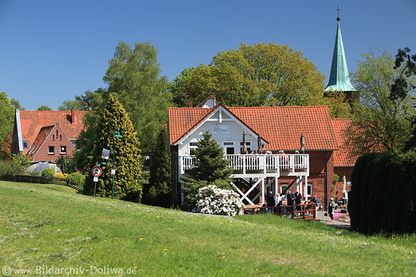 Elbcafe Drennhausen Deich Naturidylle Terrasse im Grnen
