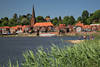 1800911_Elbufer Lauenburg Schilf Naturfoto vor Altstadt Kirchturm Häuser am Wasser