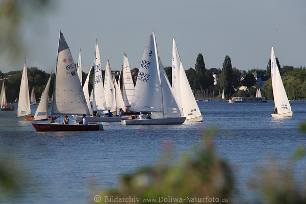 Hamburg Segelboote Regatta in Alsterwasser segeln