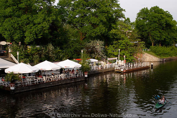 Hamburg Alstercaf Leinpfad am Schiffsanleger Winterhuder Fhrhaus