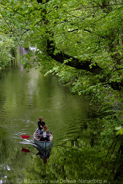 Kanuwanderer Frhling Frauen rudern paddeln im Alsterkanal Hamburg