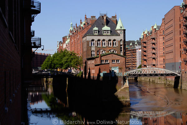 Wandrahmsfleet Bild bei Ebbe in Hamburg Speicherstadt Huser an Hollndischbrook-Fleet