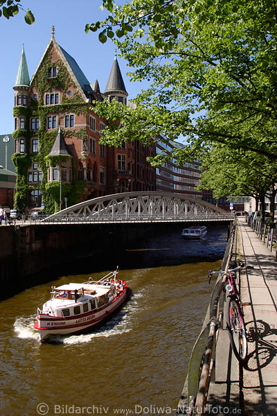 St.Annenfleet Hamburg Speicherstadt Frhling am Wasserkanal unter Neuerwegsbrcke